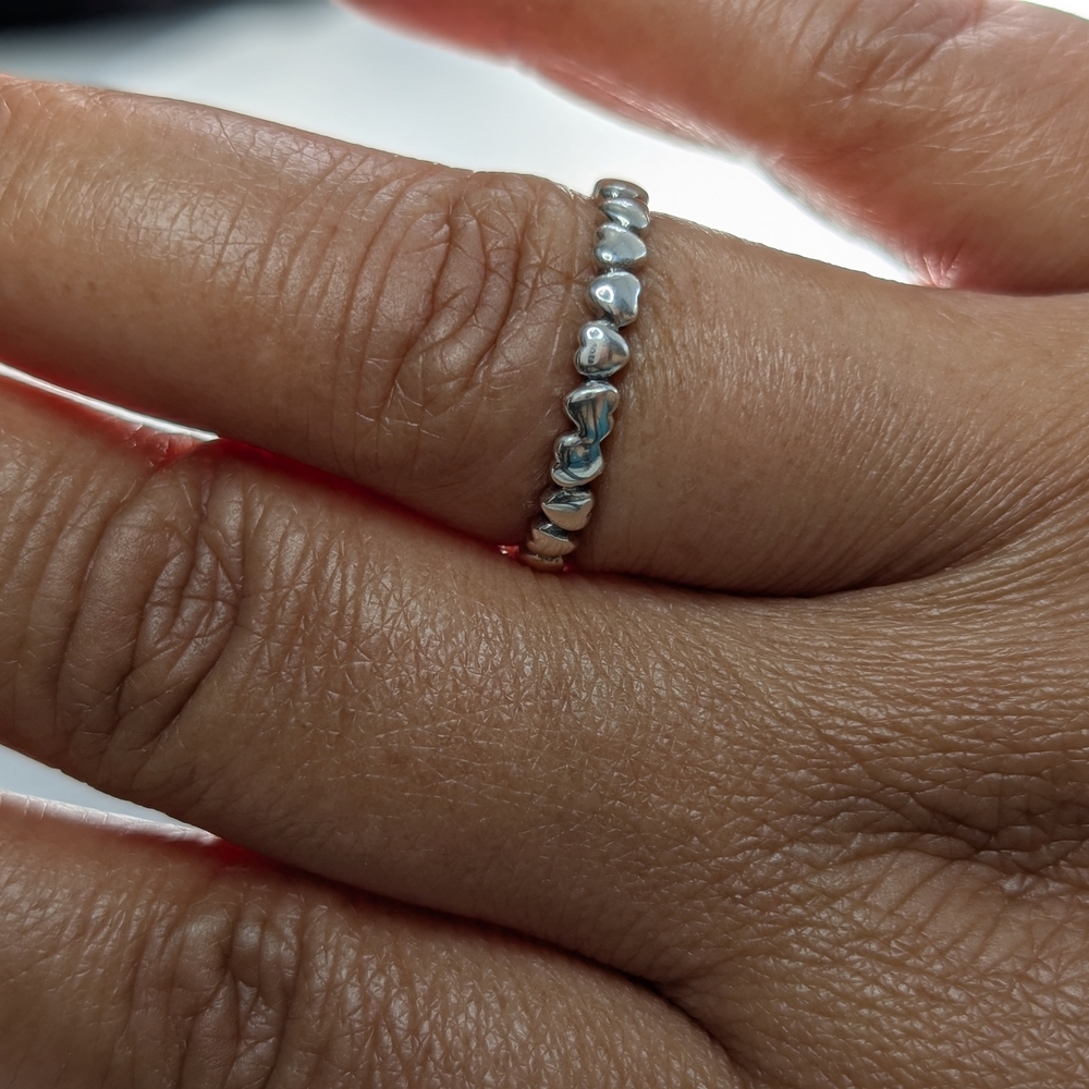 Elegant Silver Women's Ring Of Hearts